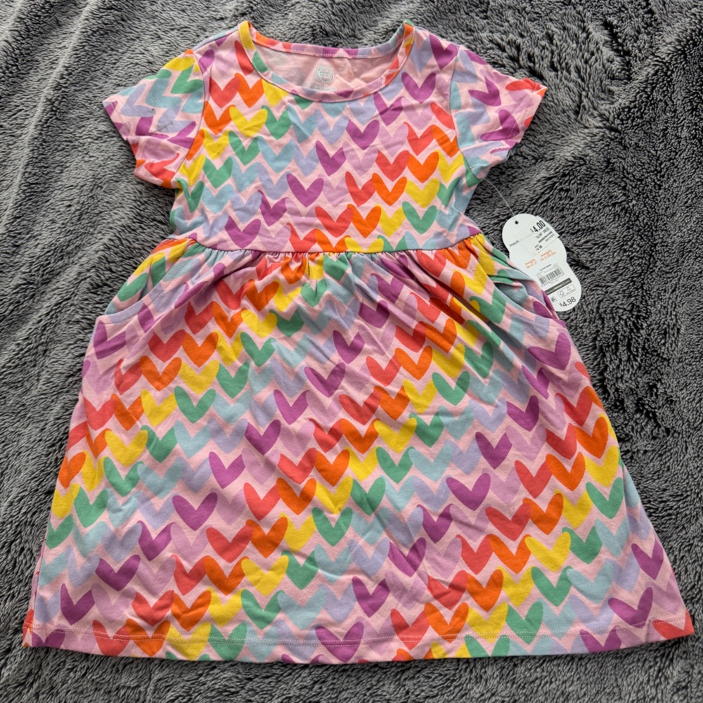 Wonder Nation Multicolor Heart Pattern Kids Dress